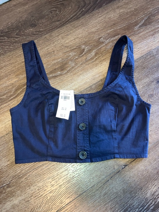 Abercrombie & Fitch Tops - NWT Abercrombie & Fitch Navy Button-Front Crop Top S